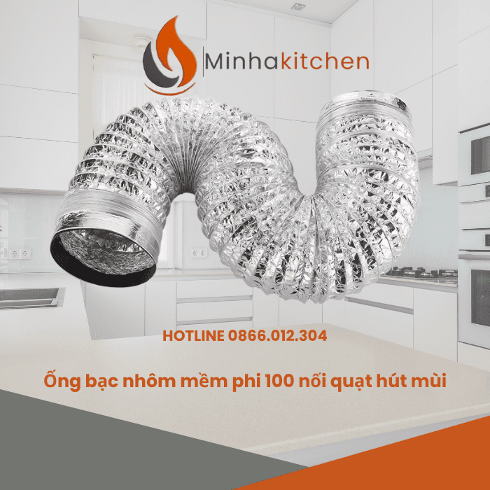 Ống Bạc Mềm Dẫn Khói Bếp Phi 100 - Ống bạc mềm dẫn khói bếp