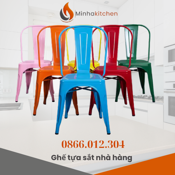 Ghế sắt sơn tĩnh điện là lựa chọn phổ biến vì độ bền cao, khả năng chống gỉ sét và trầy xước tốt nhờ lớp sơn phủ hiện đại, đồng thời có nhiều màu sắc để lựa chọn.
