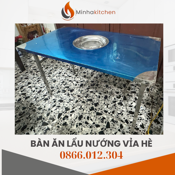 Chân bàn lẩu nướng vỉa hè thường được thiết kế ưu tiên sự bền bỉ, gọn nhẹ và khả năng chịu nhiệt tốt để phù hợp với môi trường kinh doanh ngoài trời.