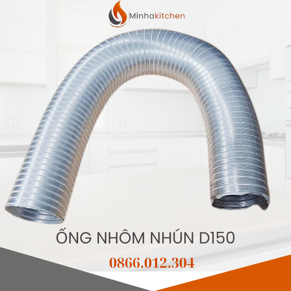 Ống nhôm nhún D150 (phi 150mm) là loại ống gió mềm bán cứng được cấu tạo từ nhiều lớp nhôm nguyên chất, ép xoắn theo dạng lò xo.
