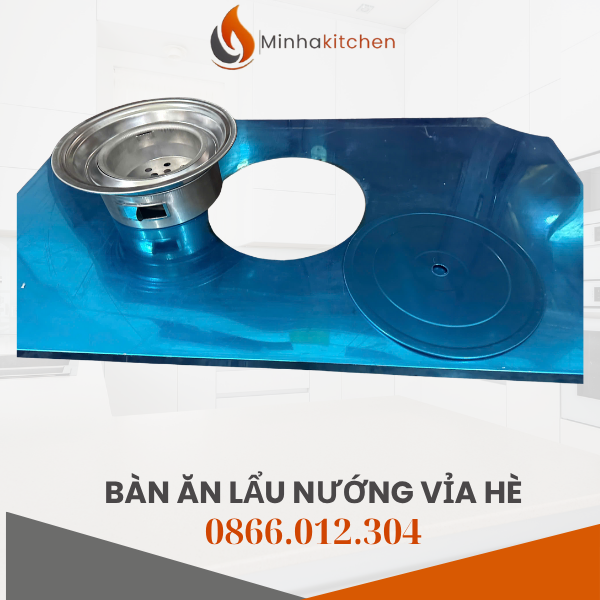 Với bàn inox khoét lỗ Ø320mm, loại bếp phù hợp nhất chính là: 👉 Bếp nướng than hoa đặt bàn (bếp nướng picnic than hoa nhỏ gọn)