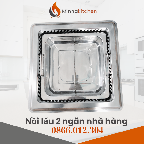 Xoong lẩu 2 ngăn vuông là gì? Vì sao ngày càng được ưa chuộng? Xoong lẩu 2 ngăn vuông inox là loại nồi lẩu được thiết kế 2 khoang nước lẩu riêng biệt trong cùng một nồi, cho phép phục vụ đồng thời 2 vị lẩu khác nhau như: cay – không cay, lẩu Thái – lẩu nấm, lẩu xương – lẩu Tứ Xuyên… 👉 Đây là xu hướng phổ biến tại: