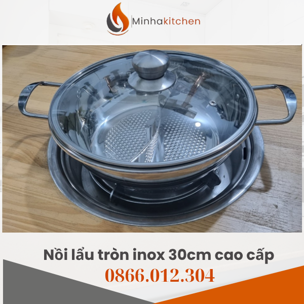 Nồi lẩu tròn inox 2 ngăn là loại nồi lẩu thiết kế 2 ngăn chia biệt lập, cho phép nấu 2 hương vị lẩu cùng lúc: cay – không cay, lẩu xương – lẩu kim chi, hoặc tùy theo khẩu vị khách hàng. Sản phẩm làm từ inox 304 hoặc inox cao cấp chống gỉ, chịu nhiệt tốt, an toàn cho sức khỏe và phù hợp với mọi loại bếp.