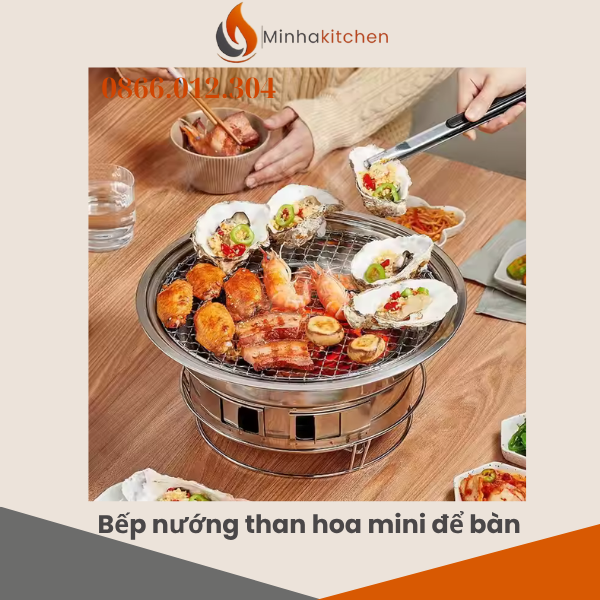 Bếp nướng than hoa dã ngoại bằng inox 201, gọn nhẹ, tiết kiệm than, phù hợp quán nướng vỉa hè và nhà hàng nhỏ. Xem thông số, ưu điểm và lưu ý lắp đặt ngay.