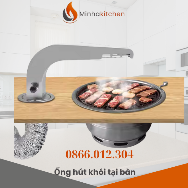 Trong các quán lẩu nướng BBQ tại Hà Nội, việc xử lý khói than hoa luôn là vấn đề khiến nhiều chủ nhà hàng đau đầu. Nếu không có hệ thống hút khói hiệu quả, không gian quán sẽ trở nên bí bách, gây khó chịu cho thực khách và ảnh hưởng đến chất lượng dịch vụ. Giải pháp được nhiều chủ quán lựa chọn hiện nay chính là ống hút khói cong tại bàn, còn gọi là ống hút mùi tại bàn. Đây là thiết bị hút khói trực tiếp từ bàn ăn, đảm bảo không gian thông thoáng, sạch sẽ và chuyên nghiệp.