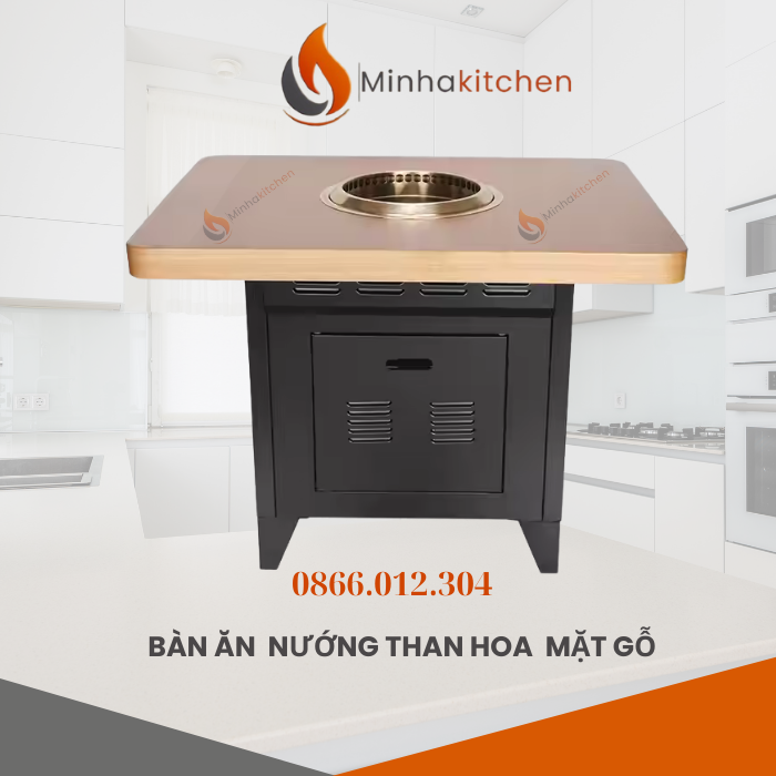 Mua bàn lẩu nướng mặt gỗ giá tốt cho gia đình và nhà hàng tại Minhakitchen. Bền đẹp, sang trọng, giao hàng toàn quốc, bảo hành uy tín.
