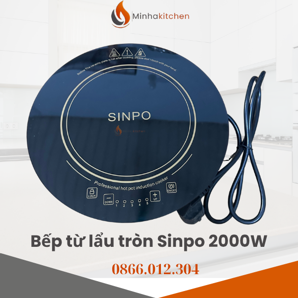 Bếp từ tròn âm bàn Sinpo 2000W là loại bếp từ chuyên dụng cho các nhà hàng, quán lẩu nướng không khói. Bếp có thiết kế hiện đại, tinh gọn và thường được lắp đặt âm vào mặt bàn ăn để tiết kiệm diện tích sử dụng trên mặt bàn lẩu.