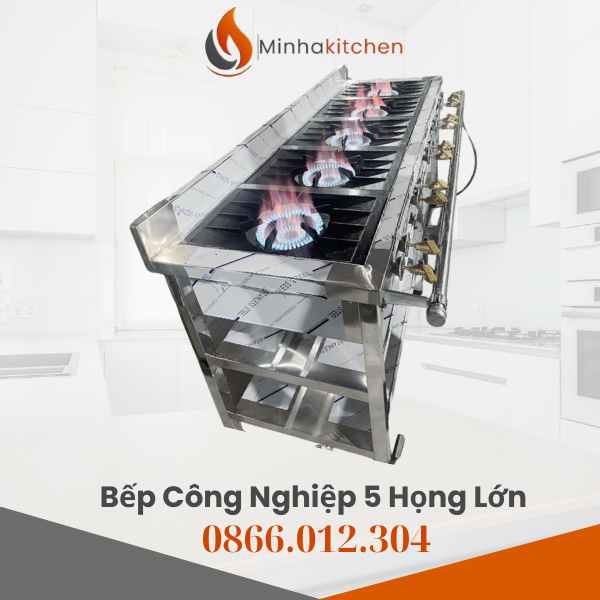 Bếp Hàn Quốc 5 họng lớn là dòng bếp gas công nghiệp cao cấp được thiết kế chuyên biệt cho các nhà hàng, quán ăn Hàn Quốc, bếp nấu suất công nghiệp hoặc khu bếp tập thể.