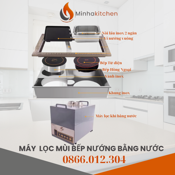 Máy khử mùi và hút khói bếp lẩu nướng tại bàn có nhiều loại với các cơ chế hoạt động khác nhau, bao gồm hệ thống hút khói âm bàn hoặc hệ thống hút khói dương (có ống hút từ trên xuống). Dưới đây là các loại máy hút khói mùi mới thích hợp với nhiều cửa hàng lẩu nướng BBQ mở trong trung tâm thương mại hoặc trong tòa nhà hạn chế sửa chữa.