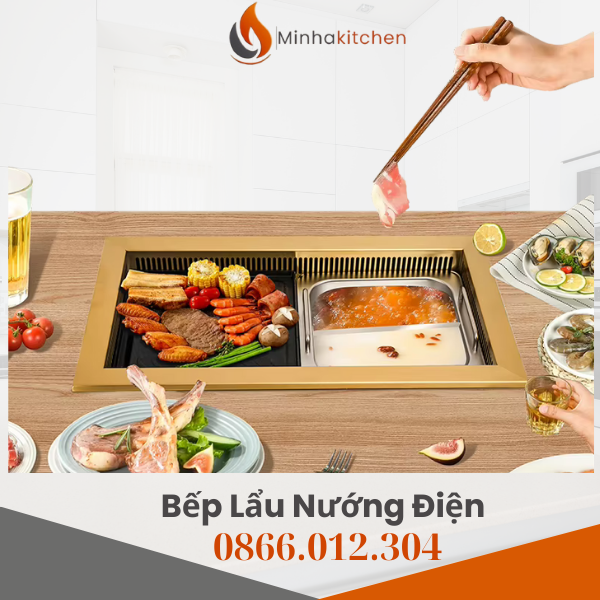 Trong xu hướng kinh doanh ẩm thực hiện đại, bếp nướng điện đang dần thay thế bếp than và bếp gas nhờ tính an toàn, sạch sẽ và tiện lợi. Đặc biệt, các dòng bếp lẩu nướng điện âm bàn đang trở thành lựa chọn hàng đầu cho nhà hàng BBQ, quán lẩu không khói. Vậy đâu là những dòng bếp nướng điện được ưa chuộng tại Minhakitchen? Hãy cùng khám phá chi tiết ngay dưới đây.