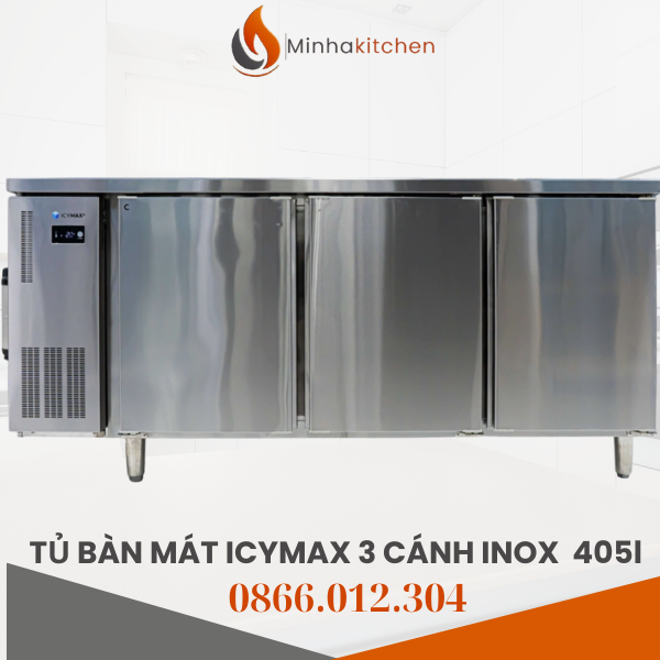 Giới thiệu chung Trong các mô hình bếp nhà hàng, khách sạn, quán cà phê, quầy bar hay tiệm trà sữa, việc bảo quản thực phẩm tươi sống và nguyên liệu pha chế luôn là ưu tiên hàng đầu. Một thiết bị vừa giúp giữ lạnh ổn định, vừa tích hợp mặt bàn thao tác, chắc chắn sẽ tối ưu hiệu quả làm việc. Đó chính là bàn mát 3 cánh công nghiệp dung tích 405L – lựa chọn hàng đầu cho bếp chuyên nghiệp. Trong đó, tủ bàn ICYMAX 3 cánh inox công nghiệp giá tốt được đánh giá cao nhờ chất lượng bền bỉ, thiết kế hiện đại và công nghệ làm lạnh tiên tiến.