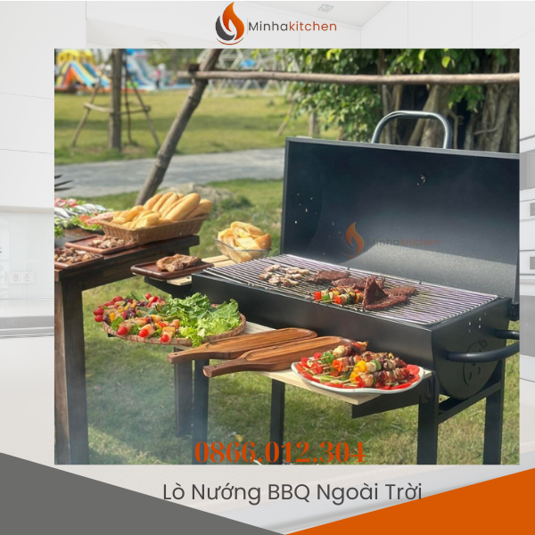 Bếp nướng thùng phi ngoài trời là dòng bếp: Sử dụng than hoa Thiết kế dạng thùng phuy có nắp đậy Nướng thực phẩm ở độ cao an toàn so với mặt đất