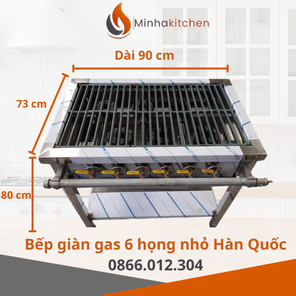 Bếp gas giàn 6 họng nhỏ là gì? Bếp giàn gas 6 họng nhỏ là dòng bếp gas công nghiệp sử dụng hệ thống gas trung tâm hoặc gas bình, gồm 6 họng gas nhỏ xếp so le, giúp tối ưu không gian nấu và phân bố nhiệt đều.
