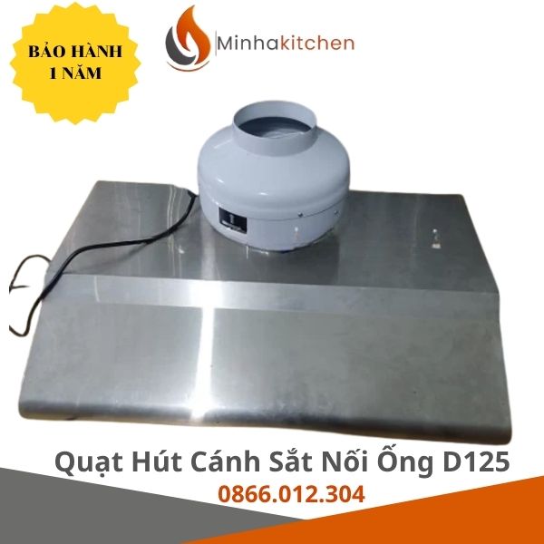 Quạt hút mùi cánh sắt nối ống D125, 220V/50Hz, công suất 75W — lựa chọn kinh tế cho quán nướng, hút nhanh mùi và dễ lắp đặt. Xem thông số và lưu ý lắp đặt chi tiết.