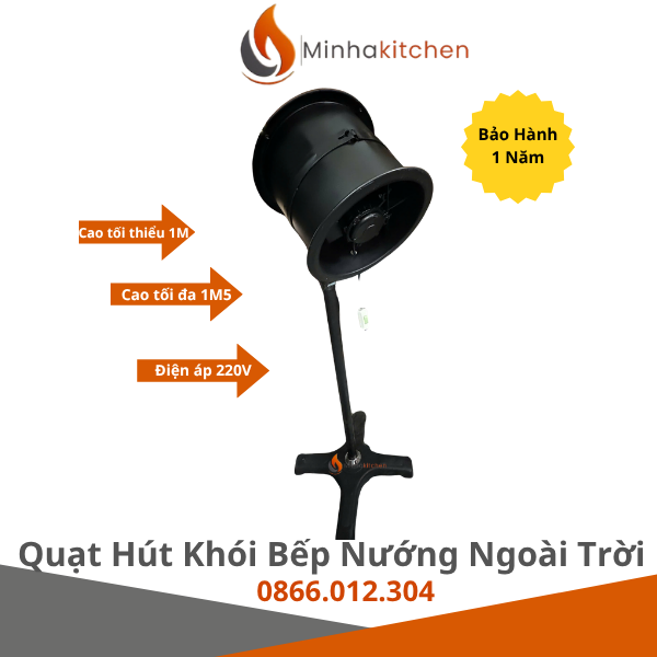 Quạt hút khói di động (quạt hút đồng trục 120W, 1500 m³/h) phù hợp cho quán nướng và bếp nướng ngoài trời. Xem thông số, ưu điểm và lưu ý lắp đặt chi tiết.