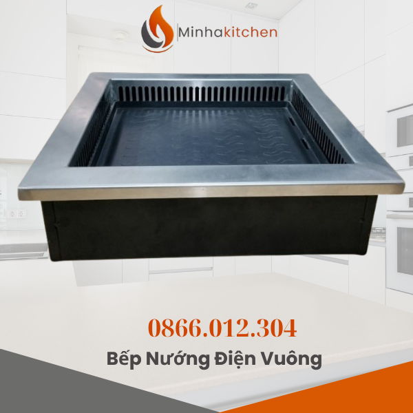 Bếp lẩu nướng điện âm bàn là dòng bếp tích hợp nướng + lẩu trong cùng một thiết bị, sử dụng bếp hồng ngoại công suất 1500W, không tạo khói than, không mùi gas, phù hợp cho: Nhà hàng lẩu nướng trong trung tâm thương mại Quán ăn mặt bằng kín, chung cư, khu dân cư Mô hình F&B cần kiểm soát an toàn PCCC Gia đình, căn hộ cao cấp