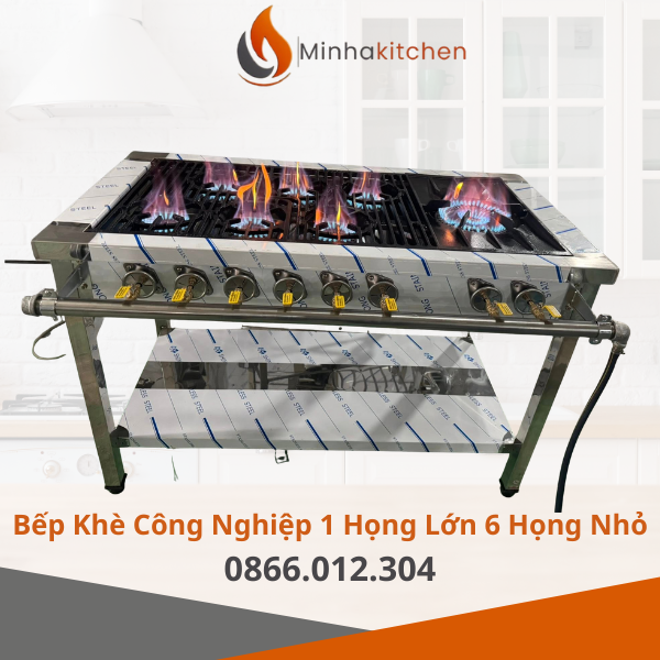 Bếp gas Hàn Quốc 1 họng lớn 6 họng nhỏ chính là "trợ thủ đắc lực" giúp tối ưu hóa công suất phục vụ cho các nhà hàng, khách sạn và quán ăn chuyên nghiệp.