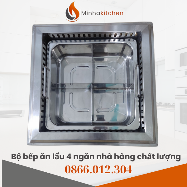 Ngày nay, các nhà hàng lẩu tứ xuyên, lẩu 4 vị, lẩu 4 mùa đang ngày càng phát triển, thu hút đông đảo thực khách nhờ vào sự đa dạng hương vị và trải nghiệm ăn uống thú vị. Để đáp ứng nhu cầu đó, bộ bếp ăn lẩu 4 ngăn nhà hàng chất lượng trở thành thiết bị không thể thiếu, giúp nâng cao hiệu quả phục vụ, tối ưu không gian bàn ăn và đảm bảo tính an toàn khi vận hành. Vậy bộ bếp ăn lẩu 4 ngăn gồm những gì, có ưu điểm gì nổi bật và giá bán bao nhiêu?
