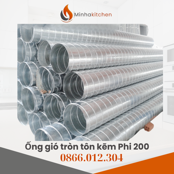Ống gió tròn tôn kẽm Phi 200 (D200) là loại ống dẫn khí có tiết diện hình tròn, được sản xuất từ tôn mạ kẽm chống gỉ – vật liệu bền, nhẹ, chịu nhiệt tốt và được ứng dụng rộng rãi trong các hệ thống thông gió, hút mùi, điều hòa không khí công nghiệp.