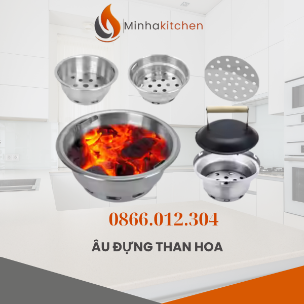 Bầu đựng than hoa (hay còn gọi là xô đựng than, bát đựng than inox) là một trong những bộ phận quan trọng nhất. Đây là nơi chịu nhiệt trực tiếp từ than hoa đỏ lửa, vì vậy sản phẩm cần được thay thế thường xuyên để đảm bảo an toàn và hiệu suất nướng. Tại Minhakitchen, chúng tôi cung cấp nhiều mẫu xô than inox chất lượng – giá thành hợp lý, phù hợp cho nhà hàng lẩu nướng, quán BBQ, bếp tại bàn hoặc bếp dã ngoại.