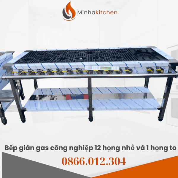 Bếp gas công nghiệp Hàn Quốc 1 họng to 12 họng nhỏ chính hãng