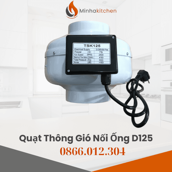 Quạt thông gió nối ống D125 chất lượng cao- Bán Quạt Nối Ống