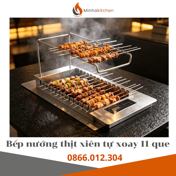 Bếp Nướng Điện Tự Xoay 11 Que Cao Cấp Cho Nhà Hàng, Gia Đình