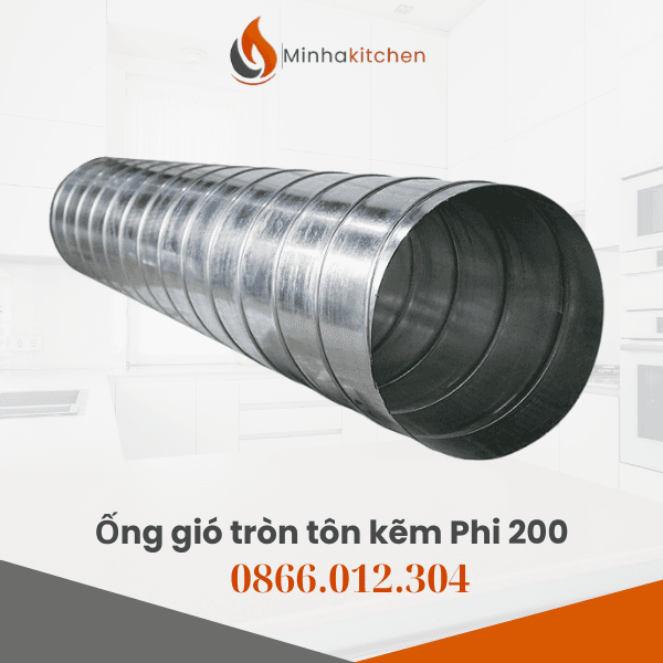 Ống gió tròn tôn kẽm Phi 200- Mua Ống Gió Tôn Kẽm tròn xoắn D200