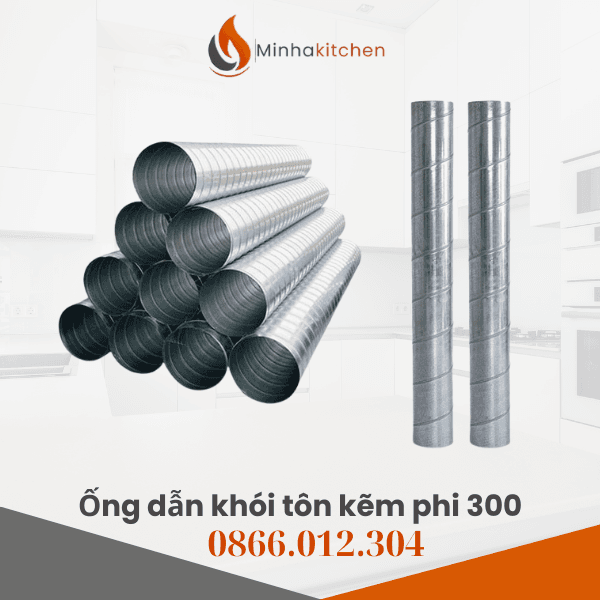Ống dẫn khói tôn kẽm phi 300- Chuyên ống hút gió tôn kẽm tròn D300