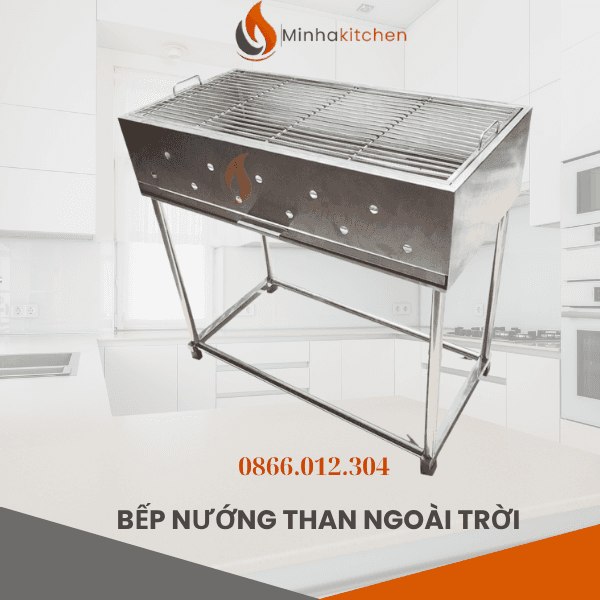 Bếp Than Hoa Nướng Hàu, Thịt Xiên Nướng Bằng Inox-Bếp nướng than hoa vỉa hè