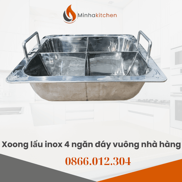 Nồi Lẩu Inox 4 Ngăn Giá Rẻ Đáy Từ Hadilao-Chuyên Nồi lẩu 4 vị nhà hàng