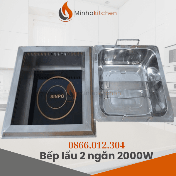 Bộ bếp lẩu 2 ngăn âm bàn 2000W- Mua bếp lẩu 2 ngăn 2000W giá rẻ
