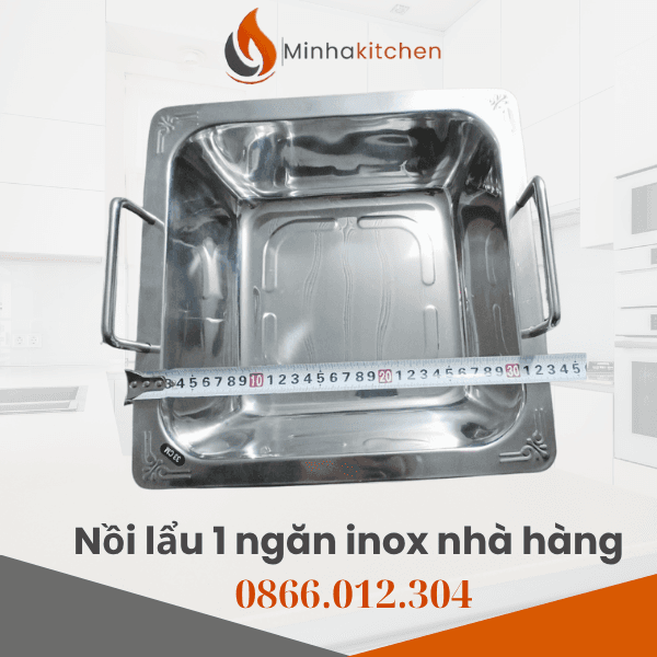 Xoong Lẩu Inox 1 Ngăn Vuông, Nồi lẩu 1 ngăn bếp từ đáy vuông