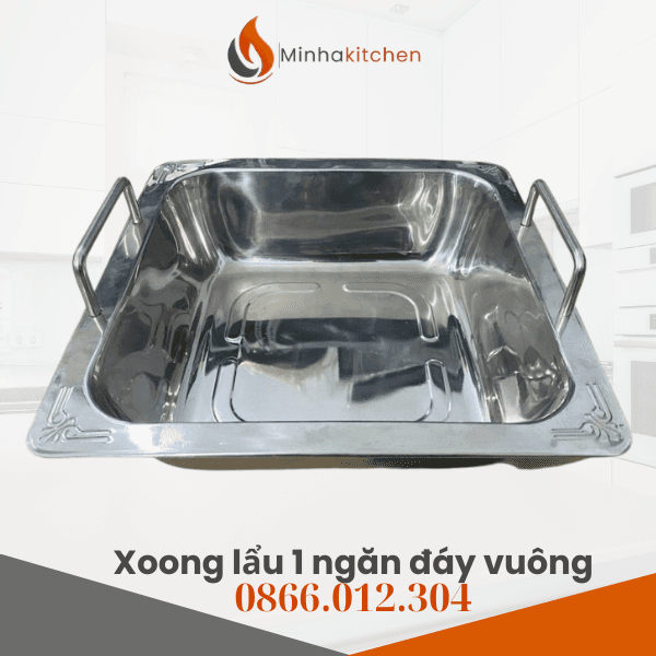 Xoong Nấu Lẩu Inox 1 Đáy Vuông - Xoong Nấu Lẩu Inox 1 Đáy Vuông Giá Tốt
