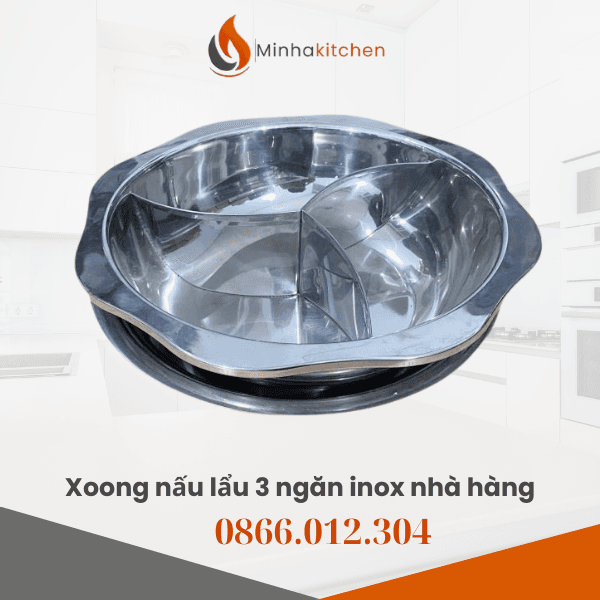 Nồi lẩu inox 3 ngăn đáy từ- Bán Nồi lẩu inox 3 ngăn đáy từ giá rẻ chất lượng