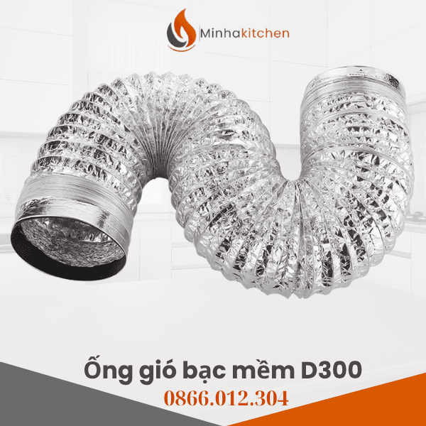 Ống Gió Bạc Mềm Chịu Nhiệt D300 - Ống Nhôm Mềm hút Mùi D300 Giá Rẻ