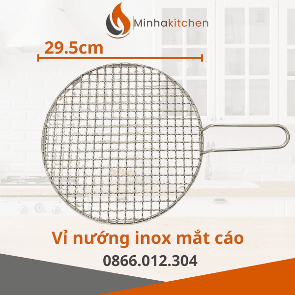 Vỉ nướng inox có tay cầm tiện lợi
